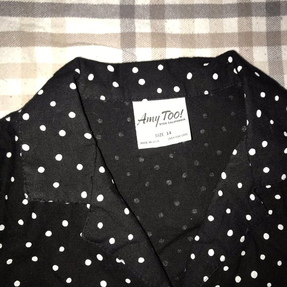 Vintage Black Polka Dot Romper with red belt - Picture 3 of 4